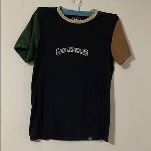 Black and Green Short Sleeve Tee with Los Angeles Print